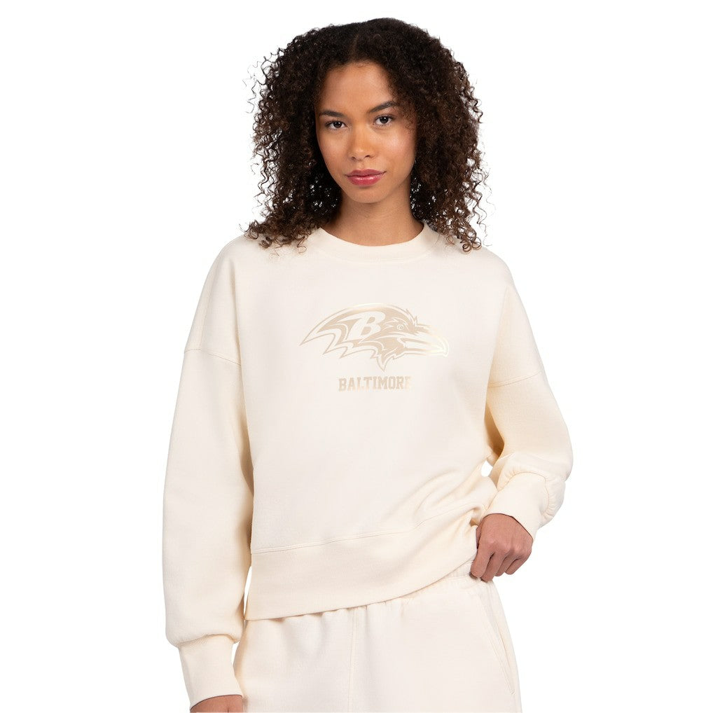 Baltimore Ravens Starter Women's Travel Pastels Boxy Fleece Sweatshirt Cream