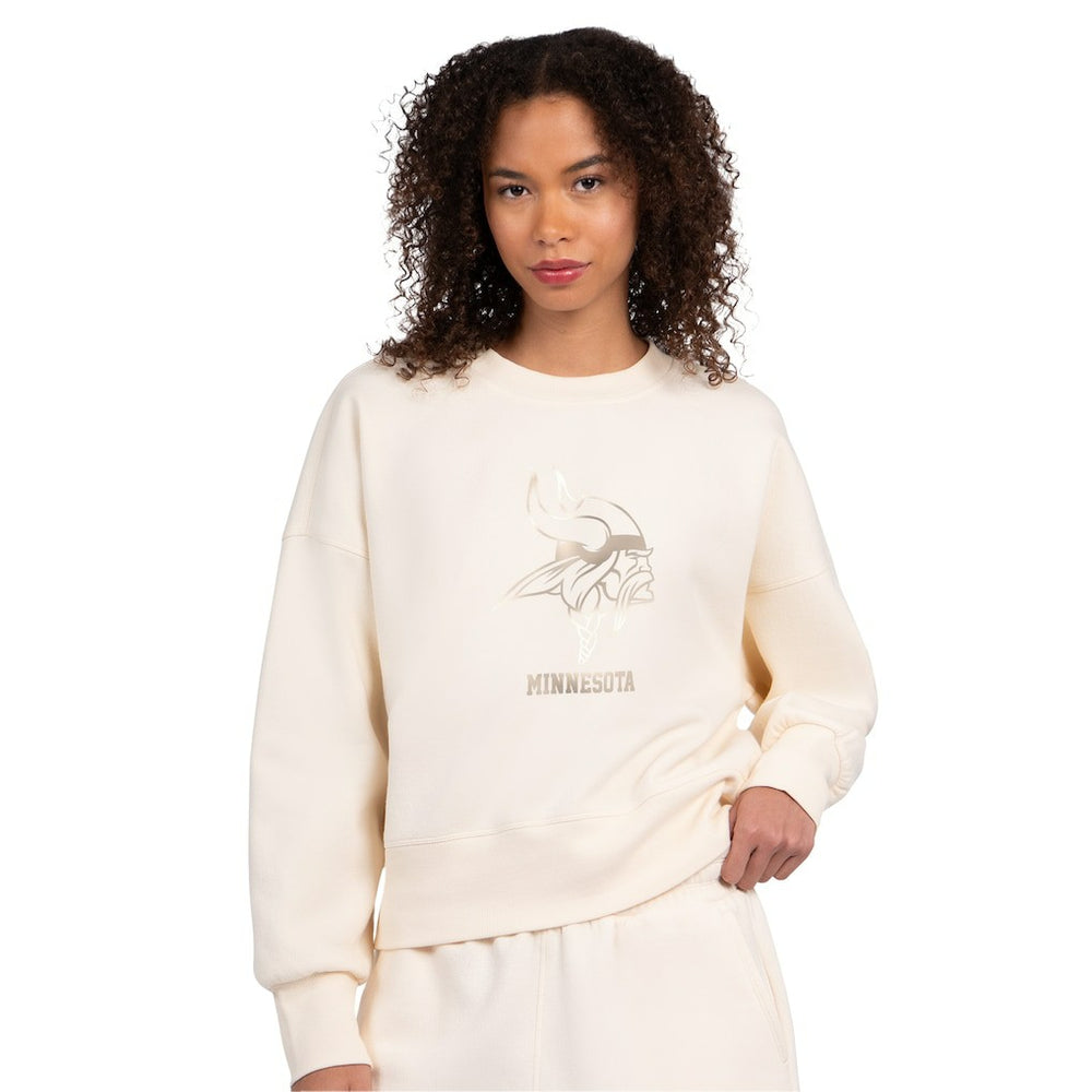Minnesota Vikings Starter Women's Travel Pastels Boxy Fleece Sweatshirt Cream