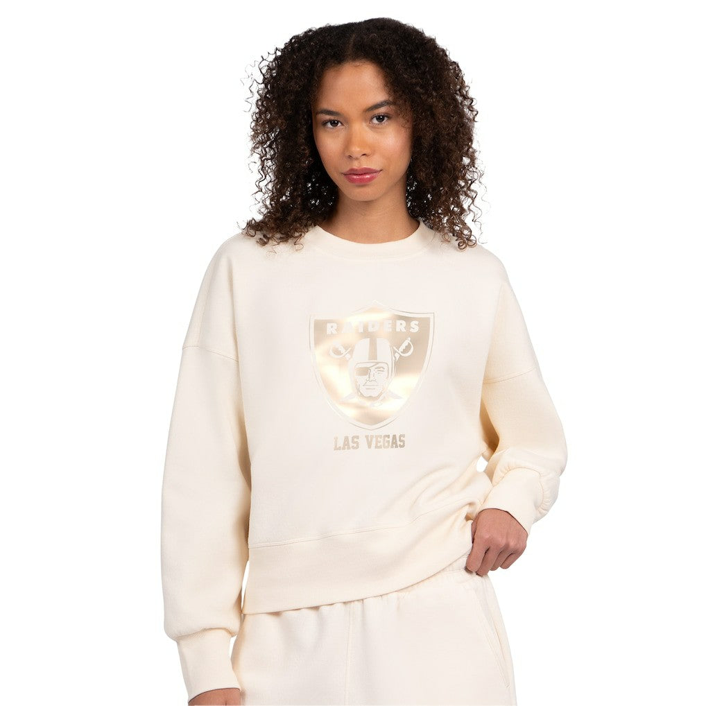 Las Vegas Raiders Starter Women's Travel Pastels Boxy Fleece Sweatshirt Cream