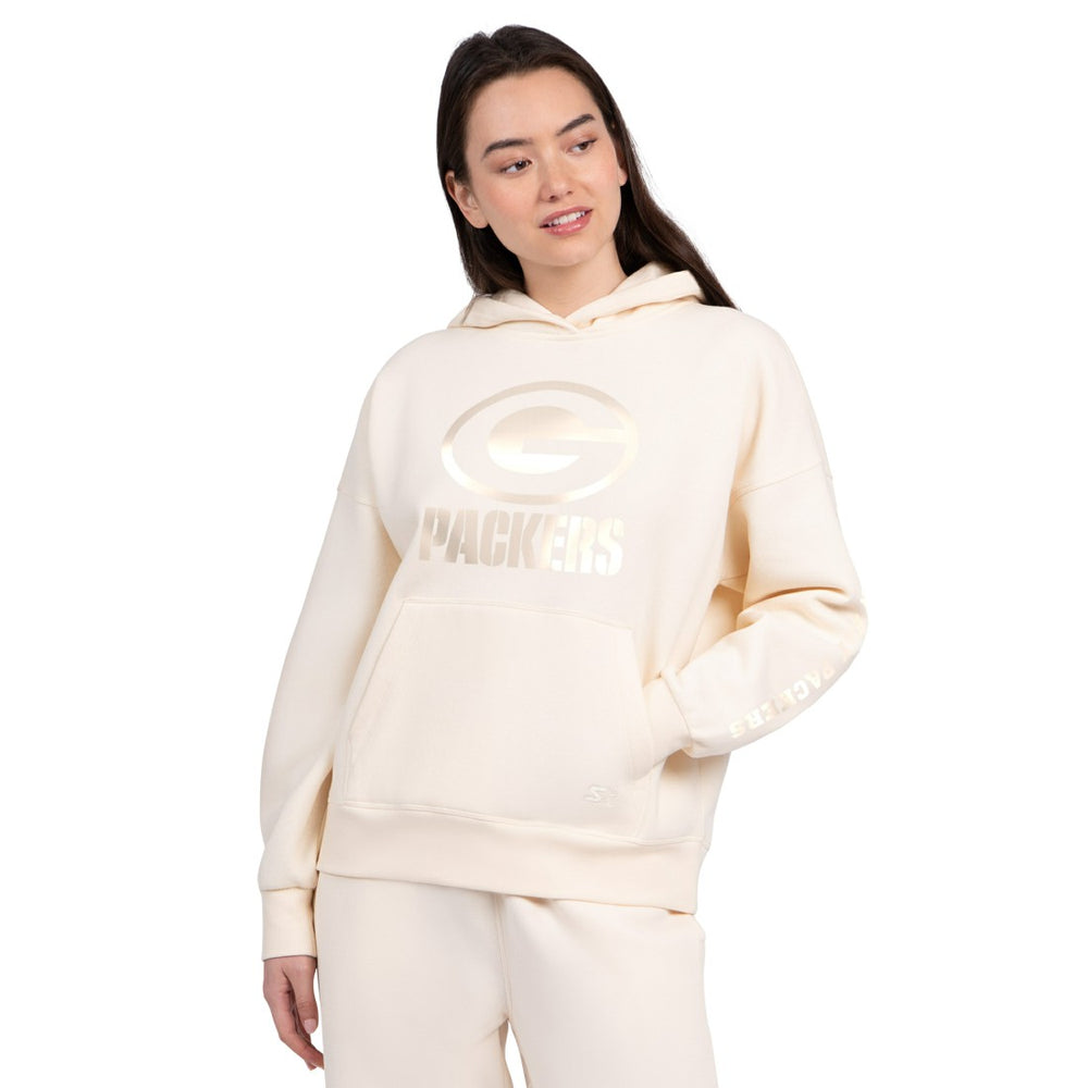 Green Bay Packers Starter Women's Pastels Relaxed Travel Hoodie Cream