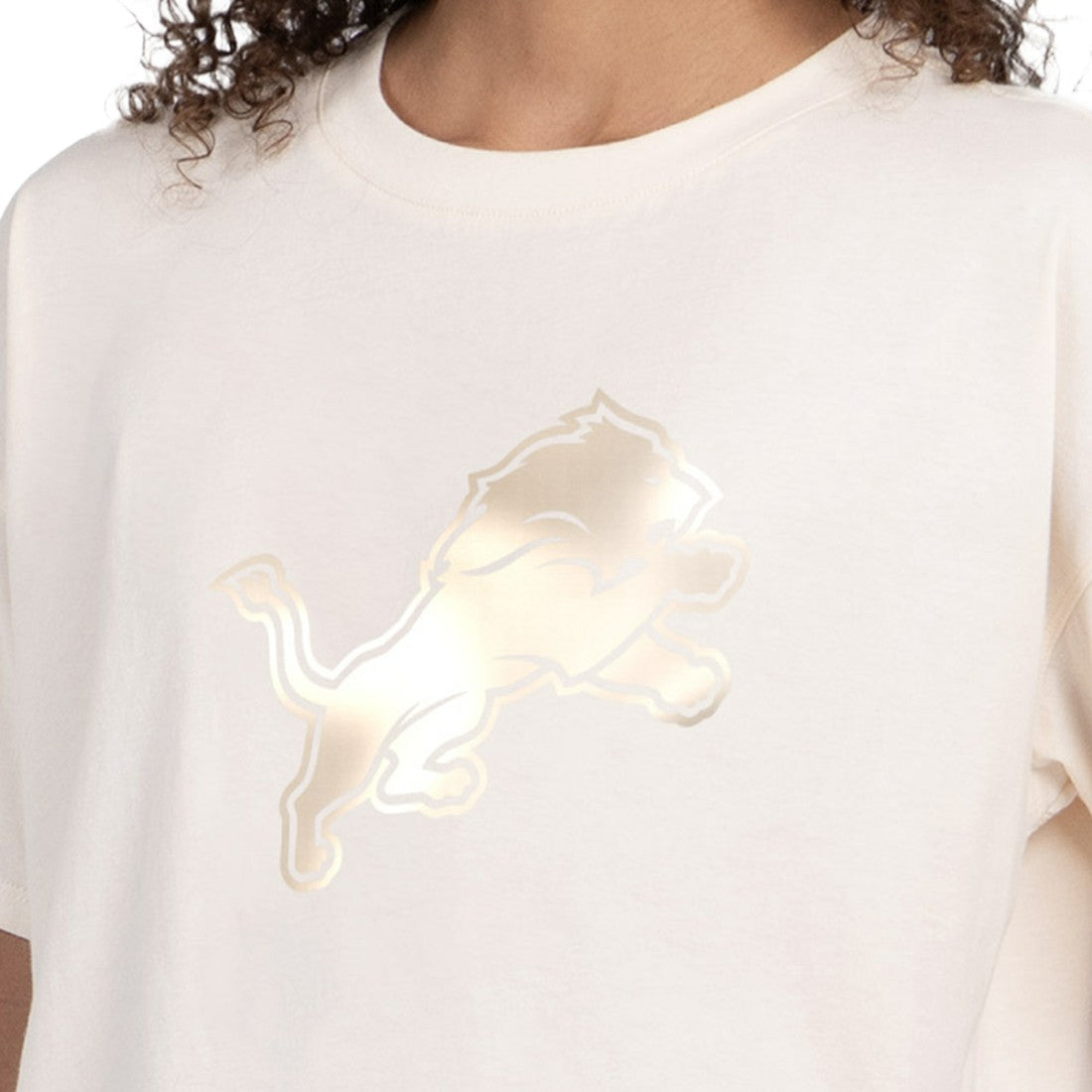 Detroit Lions Starter Women's Pastel Travel Boxy Cropped T-Shirt Cream
