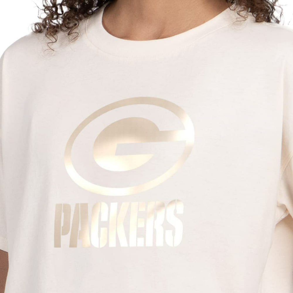 Green Bay Packers Starter Women's Pastel Travel Boxy Cropped T-Shirt Cream