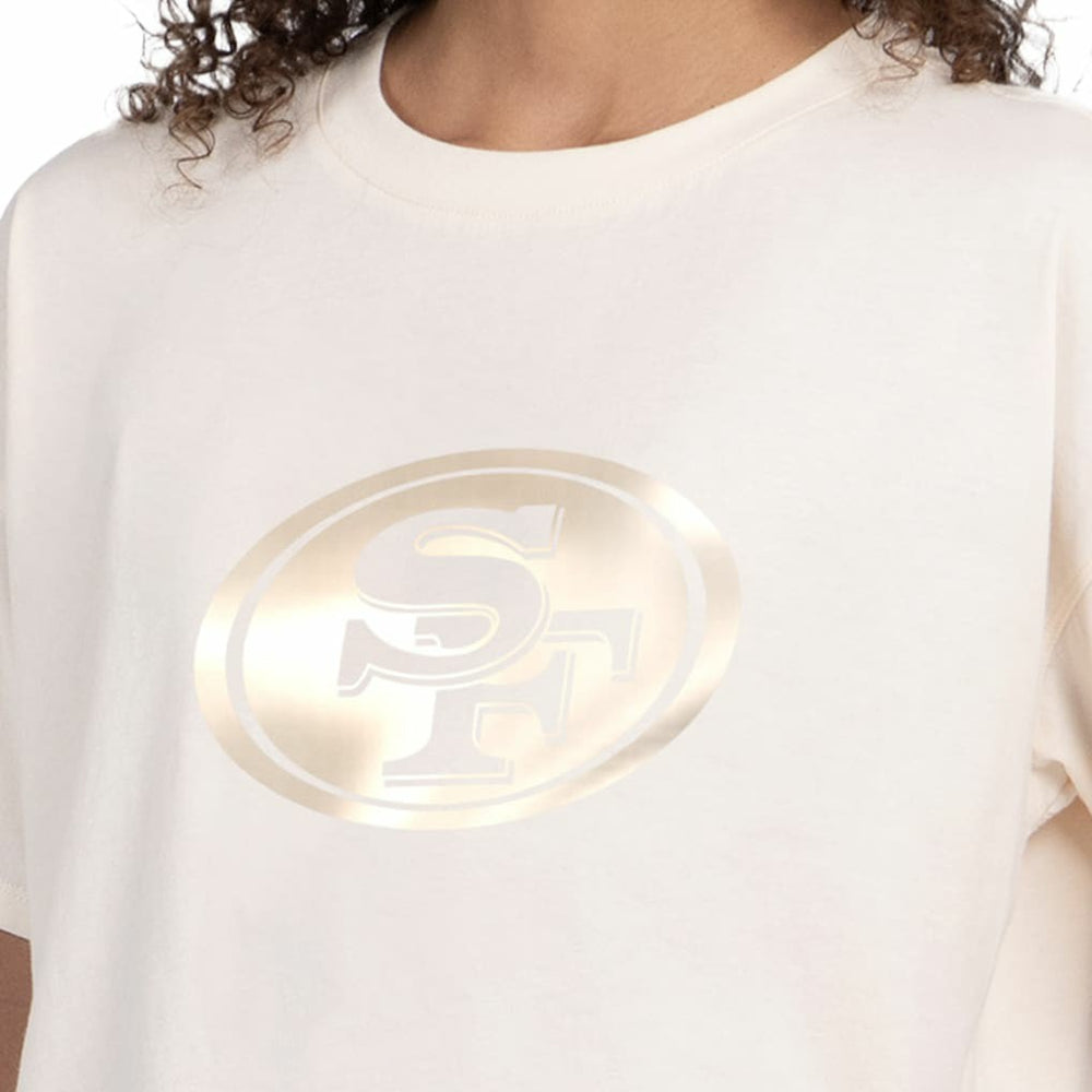 San Francisco 49ers Starter Women's Pastel Travel Boxy Cropped T-Shirt Cream