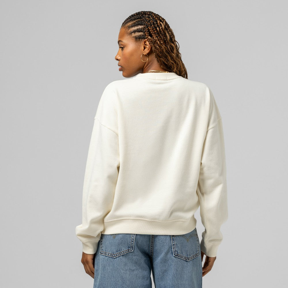 New York Mets Mitchell & Ness Women's Premium Oversized Crewneck Sweatshirt - Cream Sweatshirts