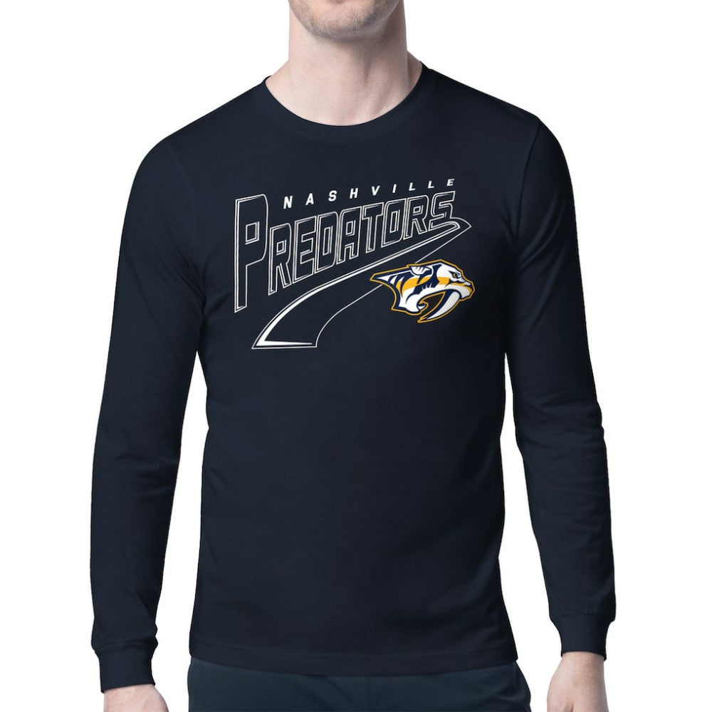 NHL Nashville Predators Starter Modern Tailsweep Long Sleeve T-Shirt - Navy