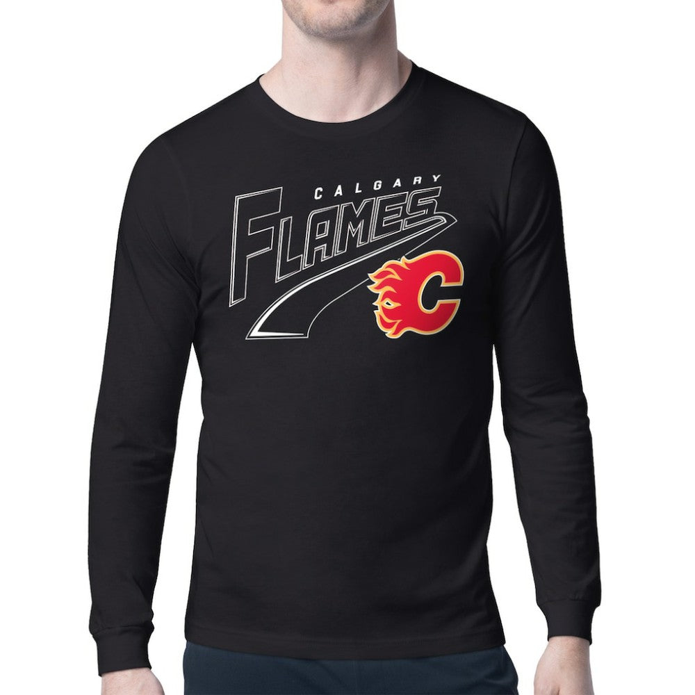 NHL Calgary Flames Starter Modern Tailsweep Long Sleeve T-Shirt - Black