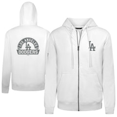 Los Angeles Dodgers Levelwear Podium Chenille Logo Full-Zip Hoodie - White Hoodies