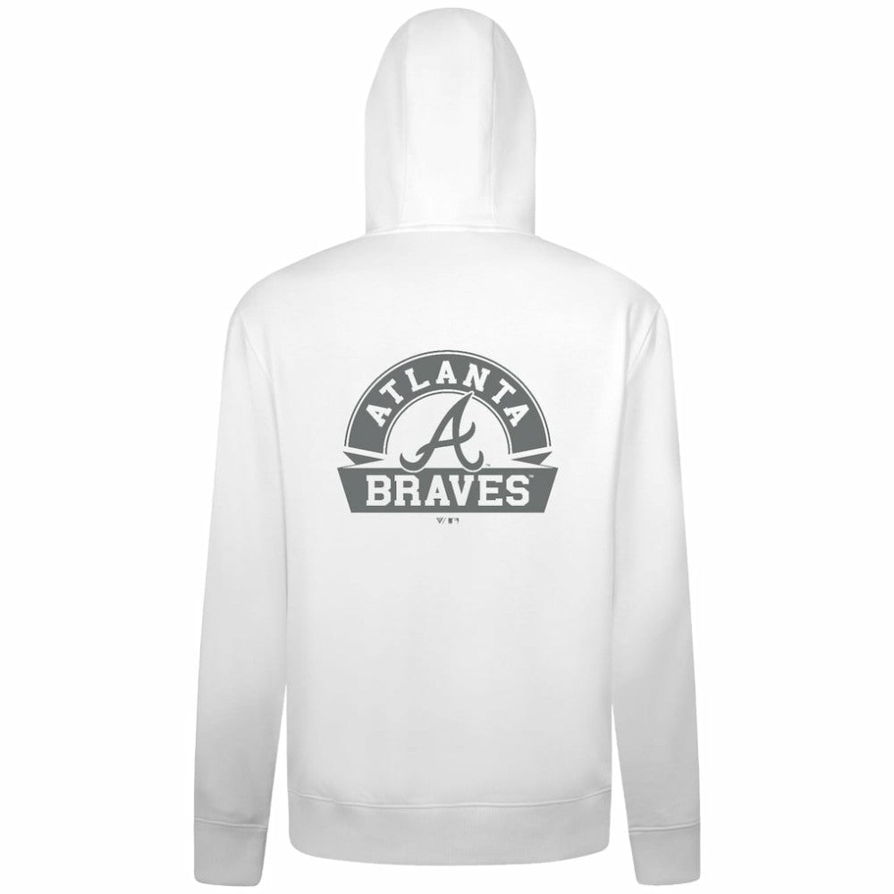 Atlanta Braves Levelwear Podium Chenille Logo Full-Zip Hoodie - White Hoodies
