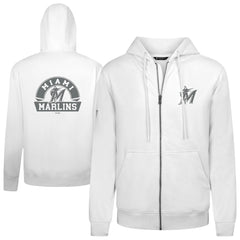 Miami Marlins Levelwear Podium Chenille Logo Full-Zip Hoodie - White Hoodies