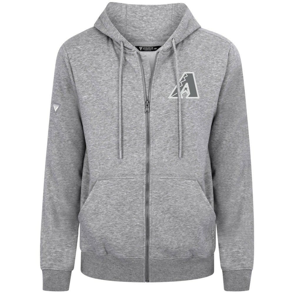 Arizona Diamondbacks Levelwear Podium Chenille Logo Full-Zip Hoodie - Heather Gray Hoodies