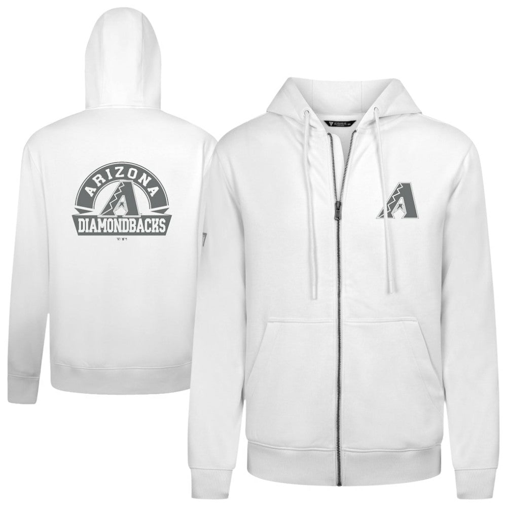 Arizona Diamondbacks Levelwear Podium Chenille Logo Full-Zip Hoodie - White Hoodies