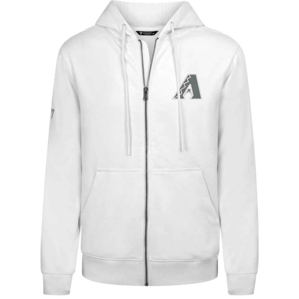 Arizona Diamondbacks Levelwear Podium Chenille Logo Full-Zip Hoodie - White Hoodies