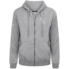 Colorado Rockies Levelwear Podium Chenille Logo Full-Zip Hoodie - Heather Gray Hoodies