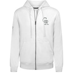 Colorado Rockies Levelwear Podium Chenille Logo Full-Zip Hoodie - White Hoodies