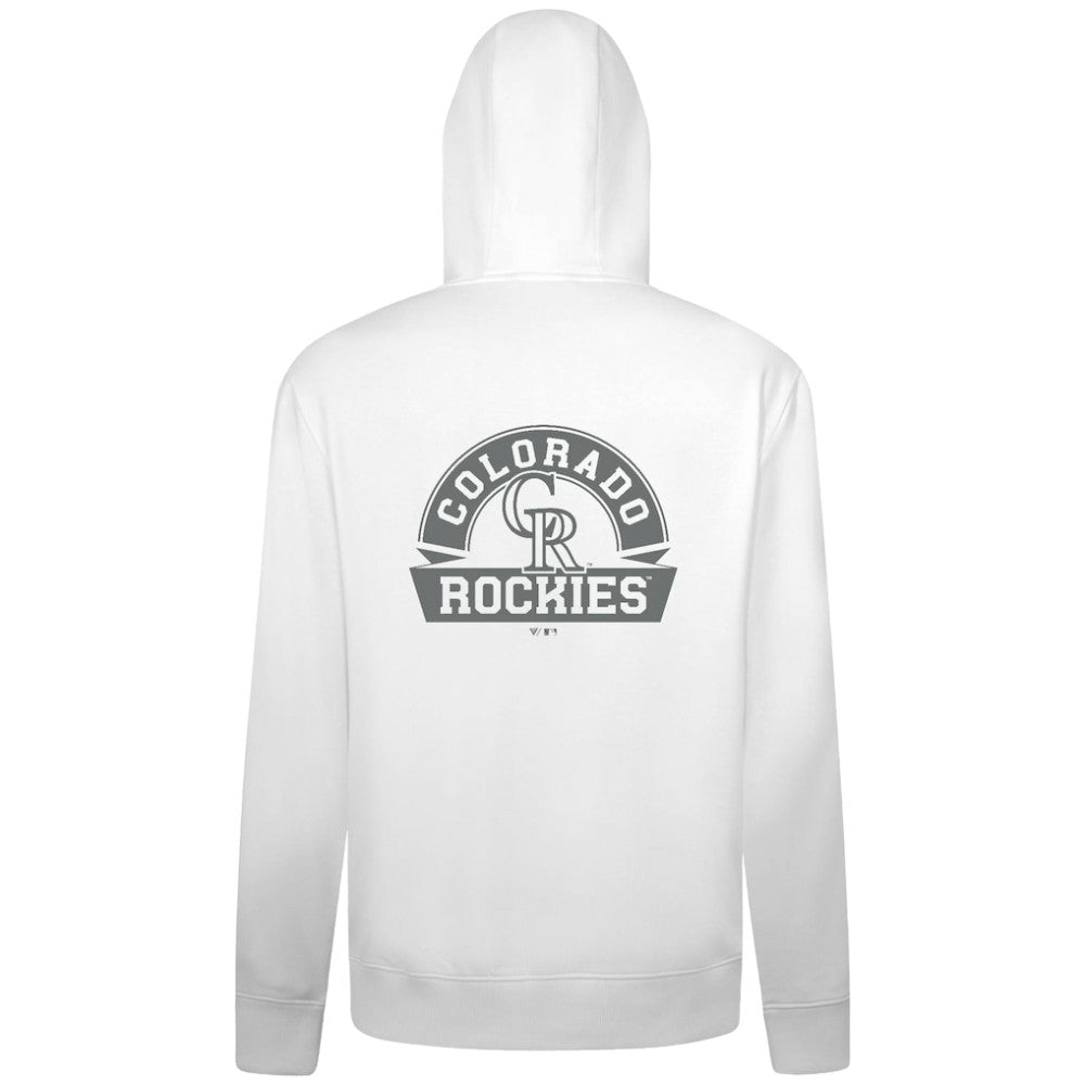 Colorado Rockies Levelwear Podium Chenille Logo Full-Zip Hoodie - White Hoodies