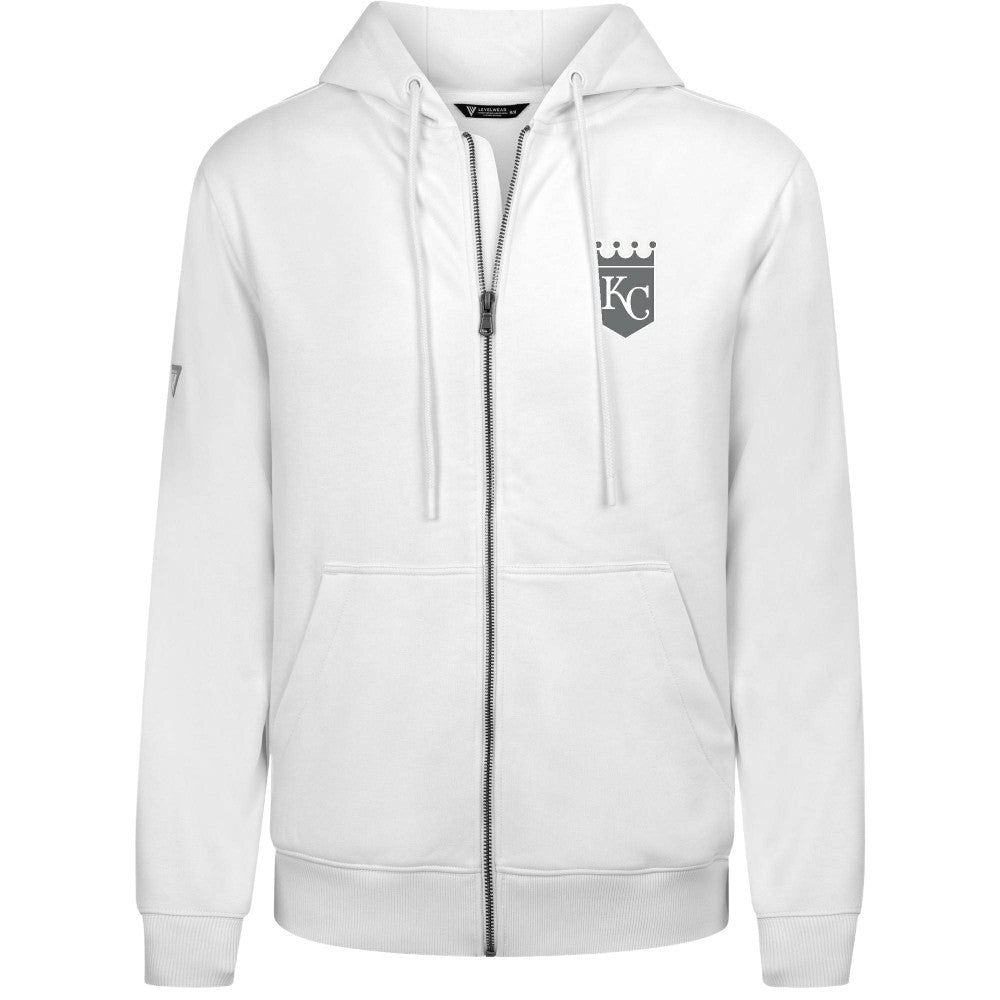 Kansas City Royals Levelwear Podium Chenille Logo Full-Zip Hoodie - White Hoodies