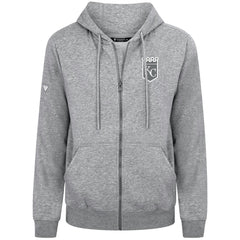 Kansas City Royals Levelwear Podium Chenille Logo Full-Zip Hoodie - Heather Gray Hoodies