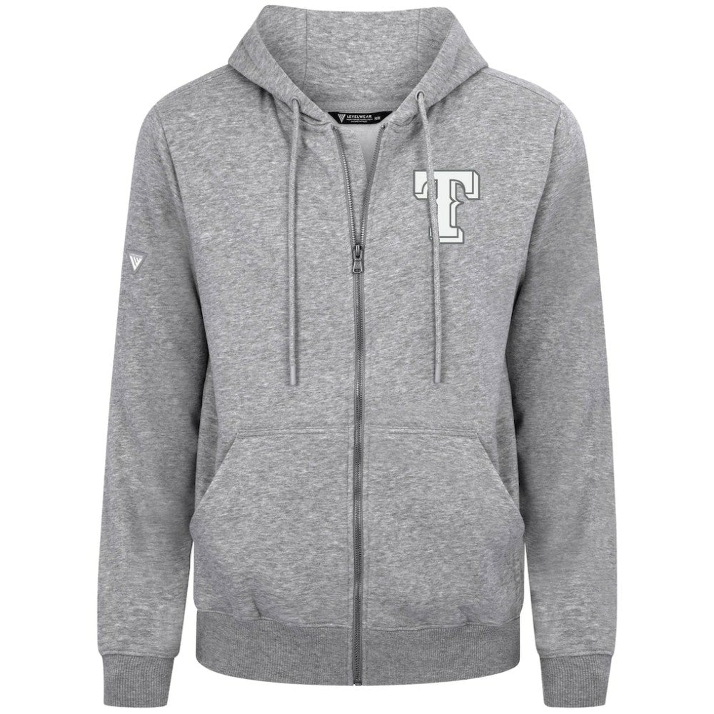 Texas Rangers Levelwear Podium Banner Arch Full-Zip Hoodie - Heather Gray Hoodies