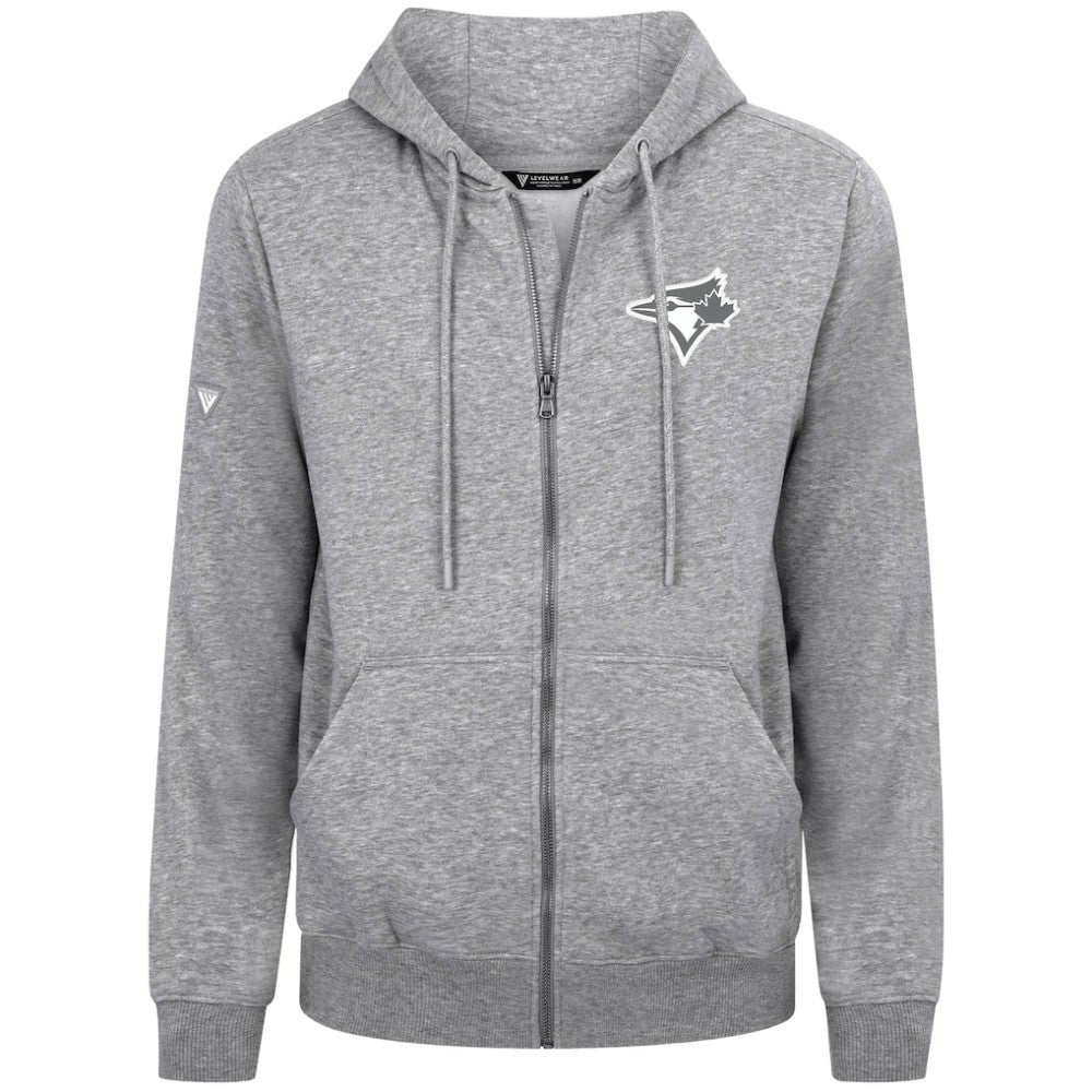 Toronto Blue Jays Levelwear Podium Banner Arch Full-Zip Hoodie - Heather Gray Hoodies