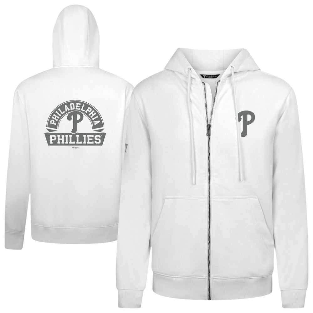 Philadelphia Phillies Levelwear Podium Banner Arch Full-Zip Hoodie - White Hoodies