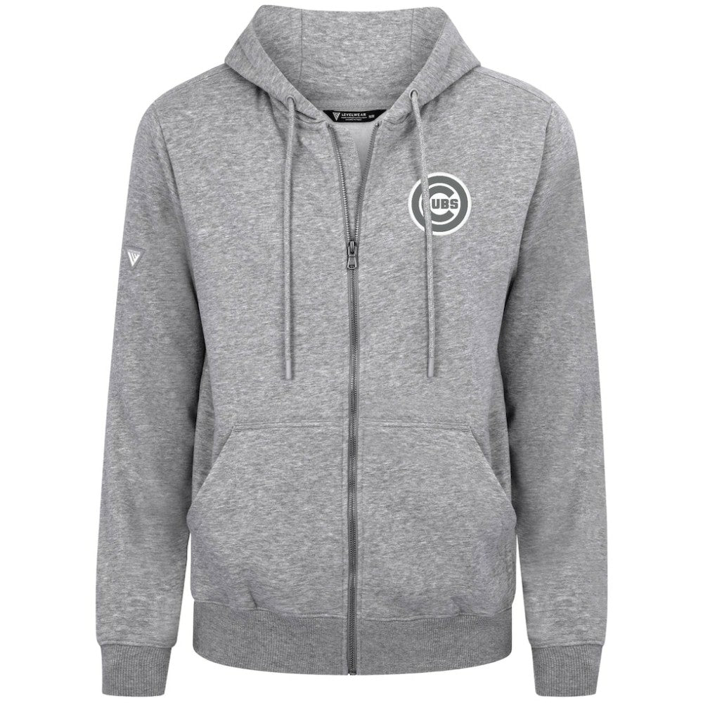 Chicago Cubs Levelwear Podium Banner Arch Full-Zip Hoodie - Heather Gray Hoodies