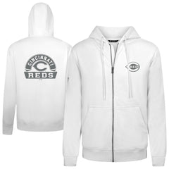 Cincinnati Reds Levelwear Podium Banner Arch Full-Zip Hoodie - White Hoodies