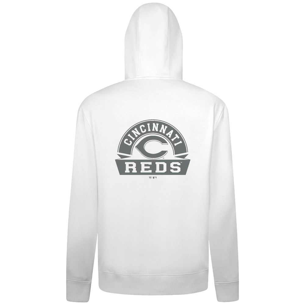 Cincinnati Reds Levelwear Podium Banner Arch Full-Zip Hoodie - White Hoodies