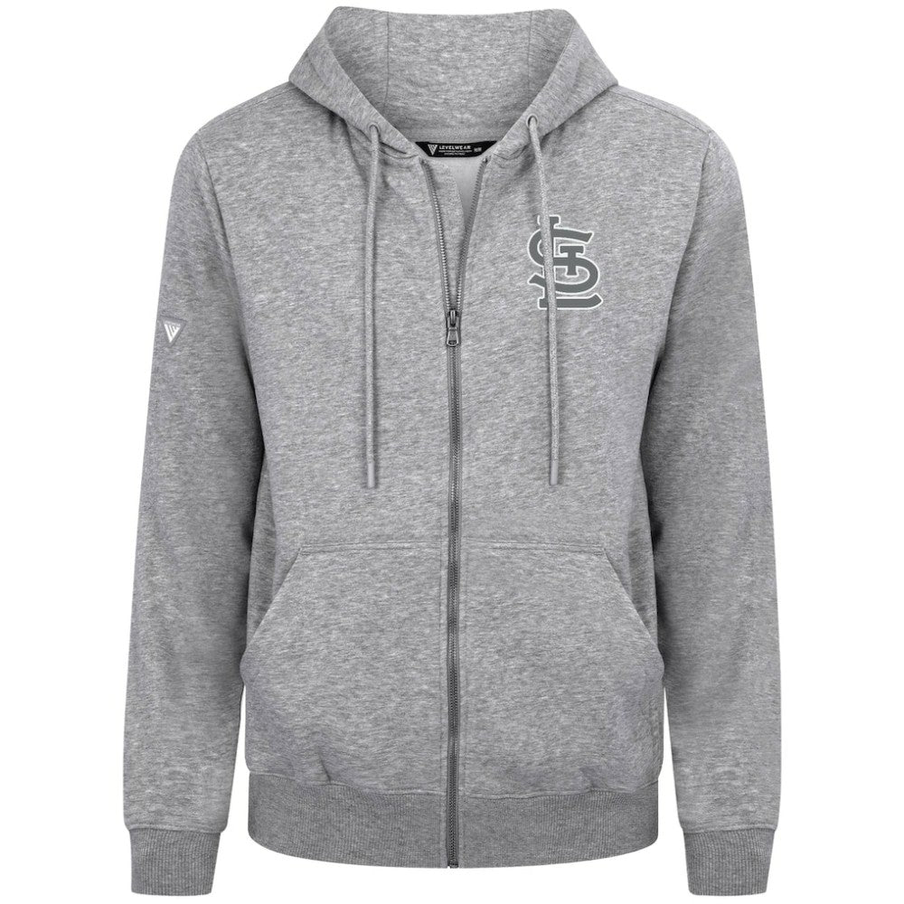 St. Louis Cardinals Levelwear Podium Banner Arch Full-Zip Hoodie - Heather Gray Hoodies