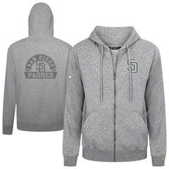 San Diego Padres Levelwear Podium Banner Arch Full-Zip Hoodie - Heather Gray Hoodies