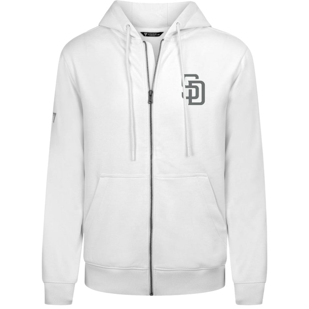 San Diego Padres Levelwear Podium Banner Arch Full-Zip Hoodie - White Hoodies