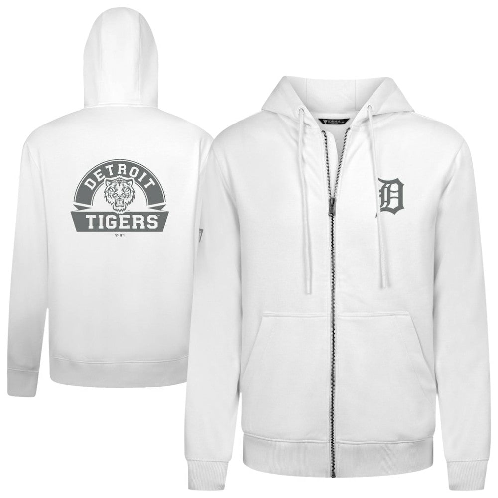 Detroit Tigers Levelwear Podium Banner Arch Full-Zip Hoodie - White Hoodies