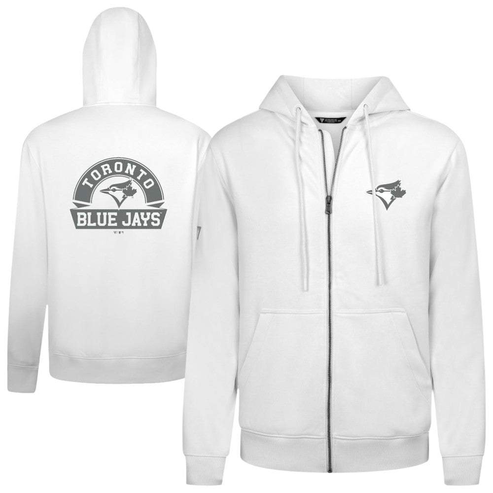 Toronto Blue Jays Levelwear Podium Banner Arch Full-Zip Hoodie - White Hoodies