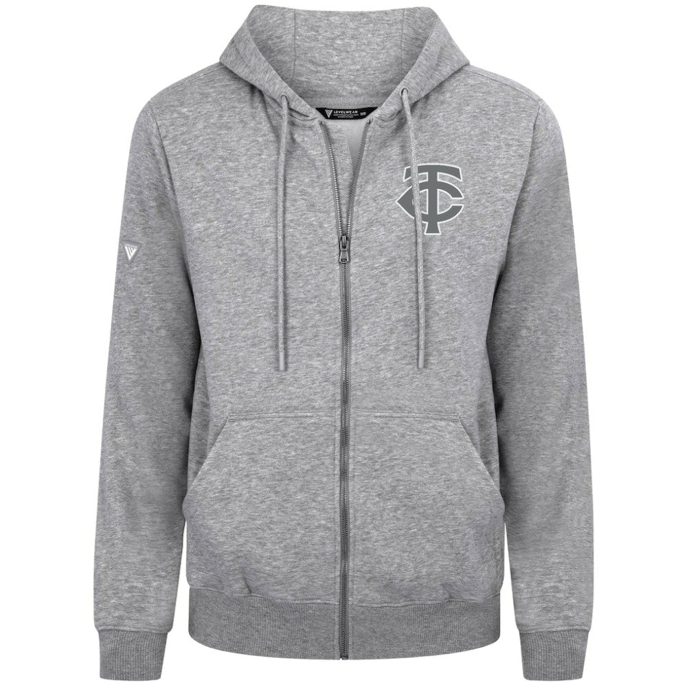 Minnesota Twins Levelwear Podium Banner Arch Full-Zip Hoodie - Heather Gray Hoodies