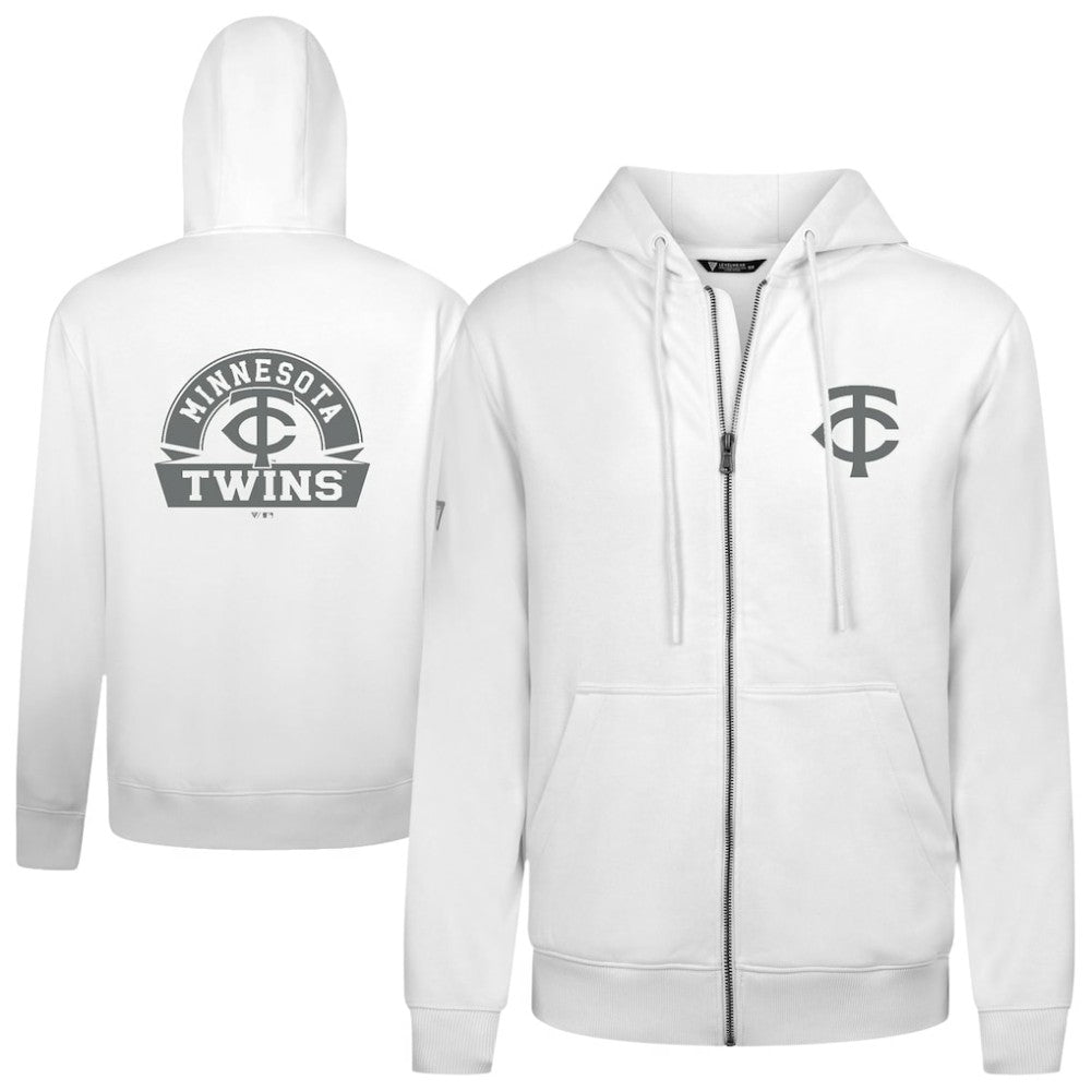 Minnesota Twins Levelwear Podium Banner Arch Full-Zip Hoodie - White Hoodies