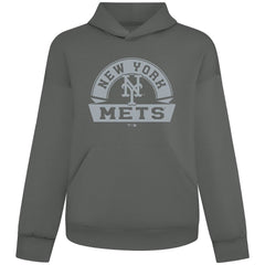 New York Mets Levelwear Luxe Signature Banner Arch Tri-Blend Hoodie - Gray Hoodies