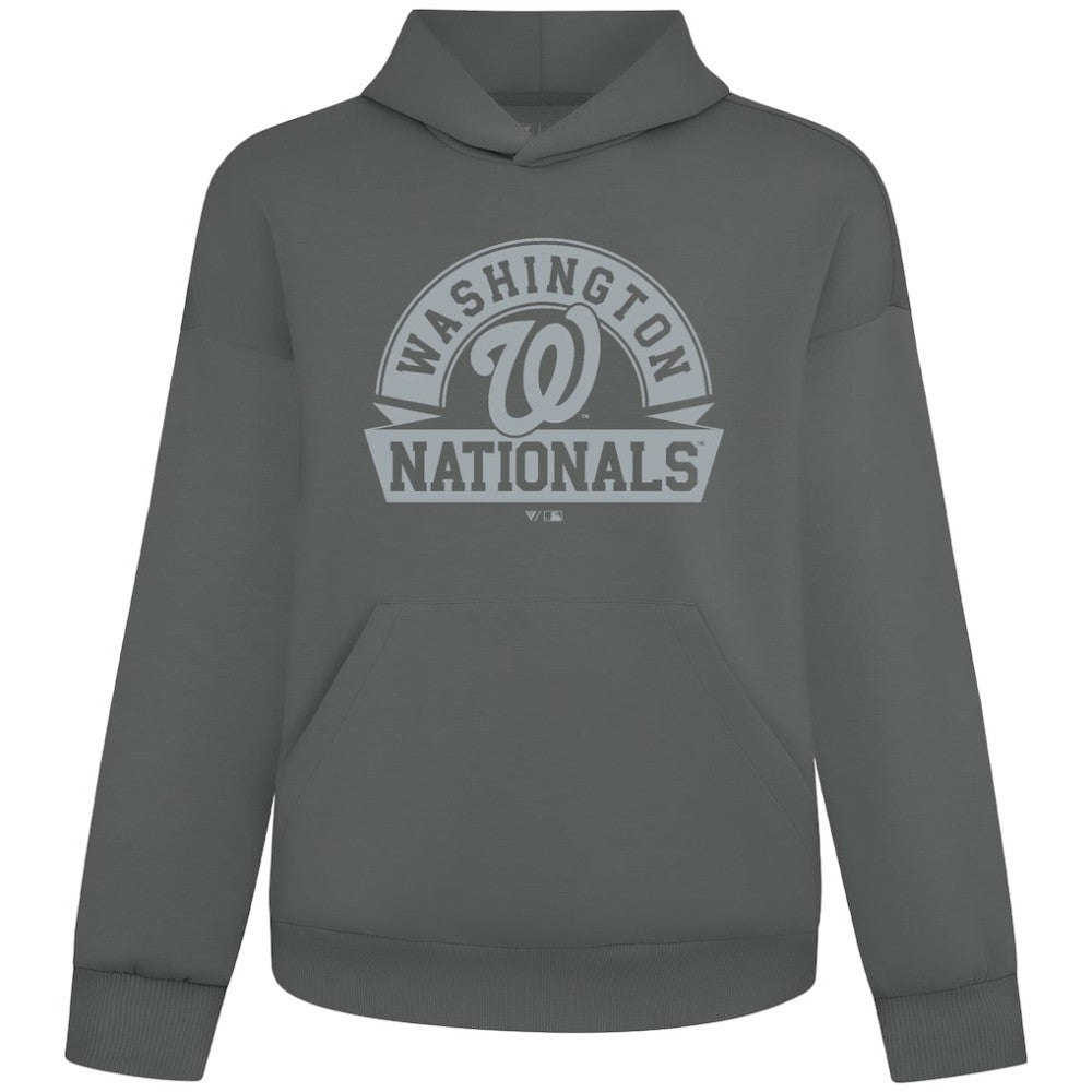 Washington Nationals Levelwear Luxe Signature Banner Arch Tri-Blend Hoodie - Gray Hoodies