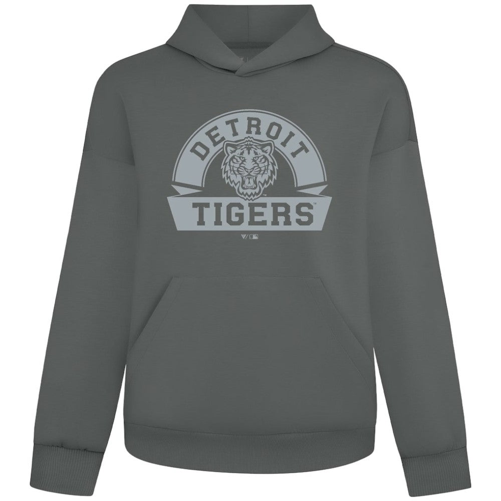 Detroit Tigers Levelwear Luxe Signature Banner Arch Tri-Blend Hoodie - Gray Hoodies