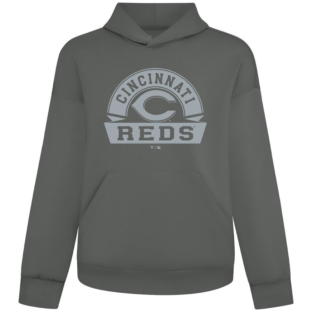 Cincinnati Reds Levelwear Luxe Signature Banner Arch Tri-Blend Hoodie - Gray Hoodies