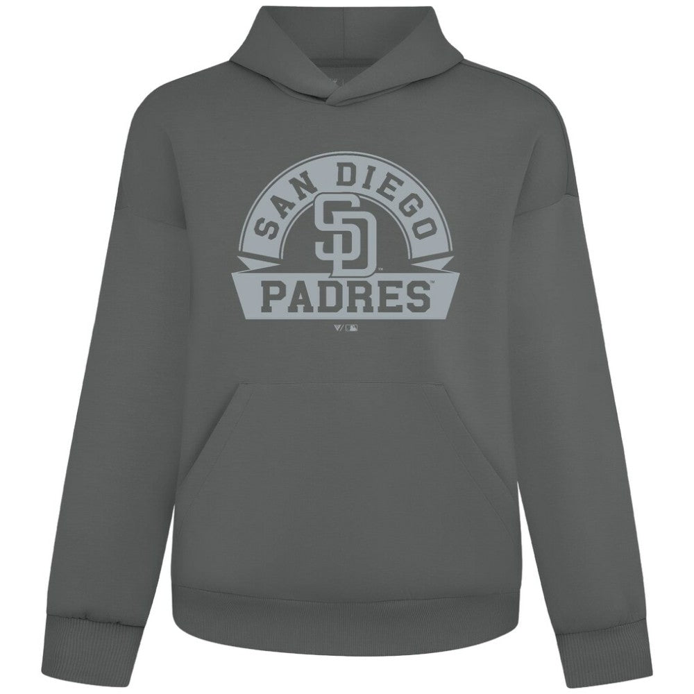 San Diego Padres Levelwear Luxe Signature Banner Arch Tri-Blend Hoodie - Gray Hoodies