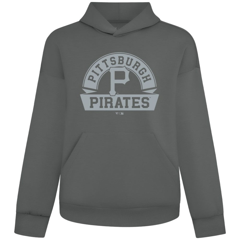 Pittsburgh Pirates Levelwear Luxe Signature Banner Arch Tri-Blend Hoodie - Gray Hoodies