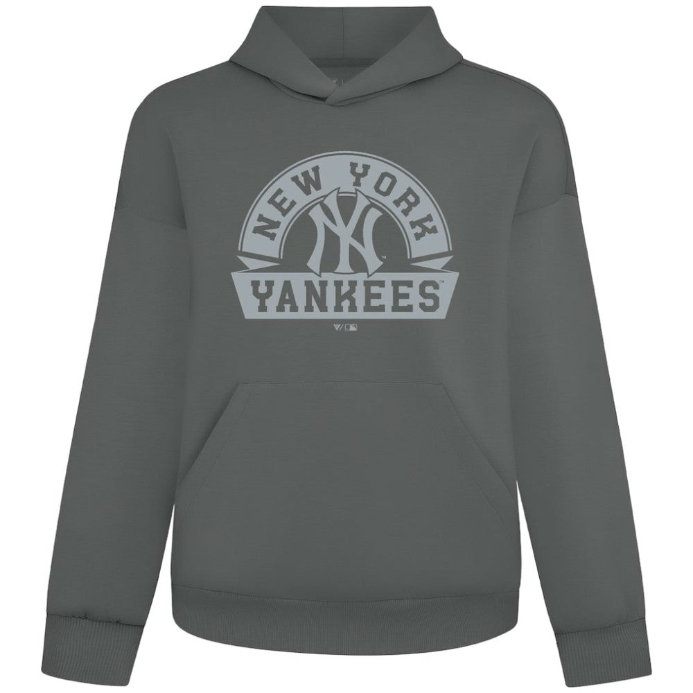 New York Yankees Levelwear Luxe Signature Banner Arch Tri-Blend Hoodie - Gray Hoodies