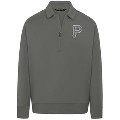 Pittsburgh Pirates Levelwear Luxe Signature Quarter-Zip Chenille Logo Tri-Blend Sweatshirt - Gray Sweatshirts