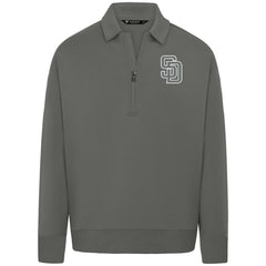 San Diego Padres Levelwear Luxe Signature Quarter-Zip Chenille Logo Tri-Blend Sweatshirt - Gray Sweatshirts