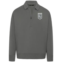 Kansas City Royals Levelwear Luxe Signature Quarter-Zip Chenille Logo Tri-Blend Sweatshirt - Gray Sweatshirts
