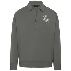 Chicago White Sox Levelwear Luxe Signature Quarter-Zip Chenille Logo Tri-Blend Sweatshirt - Gray Sweatshirts