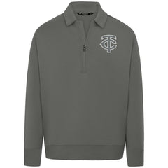 Minnesota Twins Levelwear Luxe Signature Quarter-Zip Chenille Logo Tri-Blend Sweatshirt - Gray Sweatshirts