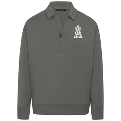 Los Angeles Angels Levelwear Luxe Signature Quarter-Zip Chenille Logo Tri-Blend Sweatshirt - Gray Sweatshirts