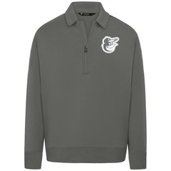 Baltimore Orioles Levelwear Luxe Signature Quarter-Zip Chenille Logo Tri-Blend Sweatshirt - Gray Sweatshirts