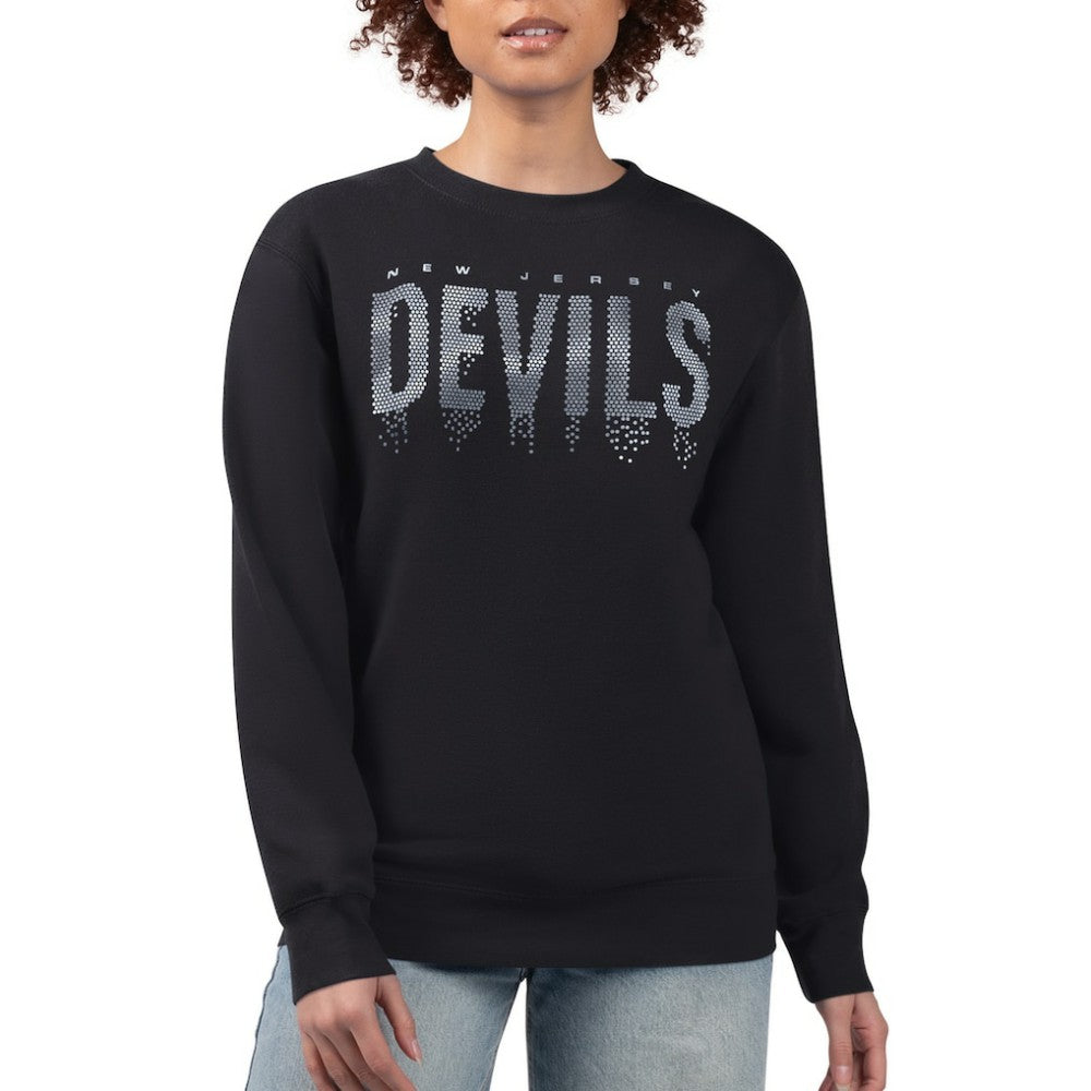 NHL New Jersey Devils G-III 4Her by Carl Banks Women's Metallic Drop Printed Fleece Sweatshirt - Black
