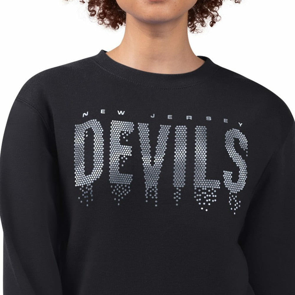 NHL New Jersey Devils G-III 4Her by Carl Banks Women's Metallic Drop Printed Fleece Sweatshirt - Black